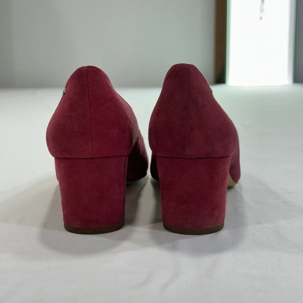 Kate Spade Moulin Pumps Womens 8.5B Pink Suede Block Heel | Classic Professional